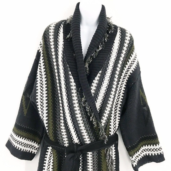 ANTHROPOLOGIE JOHN + JENN Fringed Tapestry Cardigan - Size Medium - Picture 4 of 8